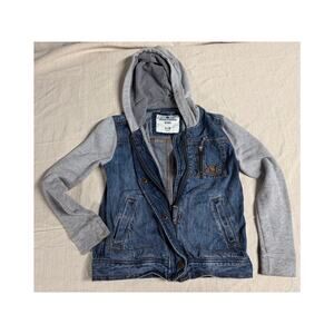 Abercrombie Kids Denim Hoodie Jacket Youth Size 9/10 Blue Jean Zip Up